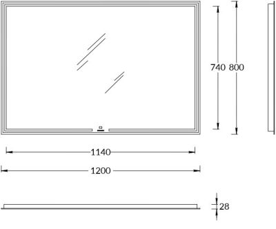 KERAMA MARAZZI  MIO.mi.120/WHT Зеркало MIO прямоугольное с диммером 120, белое Цена за 1 шт. 17 150.40 руб. - бесплатная доставка