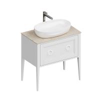PL.CN.80.1+1/WHT.M Тумба PLAZA Classic NEO напольная 1+1 ящик 80, белая матовая