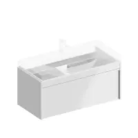 MOD.100.1+1/WHT Тумба MODULA подвесная 100 с ящиком 1+1, белая глянцевая