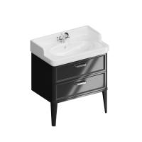 PO.M.80.2/BLK Тумба POMPEI напольная с 2 ящиками 80, черная глянцевая