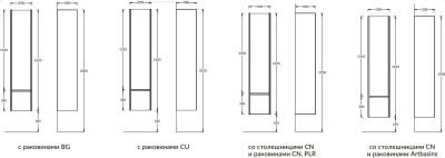 KERAMA MARAZZI  MO.165/WHT Пенал MODULA подвесной 170 с дверцей и ящиком, белый глянцевый Цена за 1шт. 25 950 руб. - бесплатная доставка