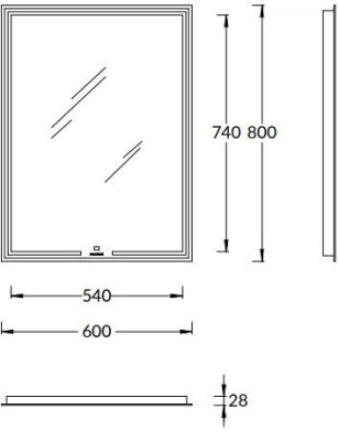 KERAMA MARAZZI  MIO.mi.60/WHT Зеркало MIO прямоугольное с диммером 60, белое Цена за 1 шт. 12 510 руб. - бесплатная доставка