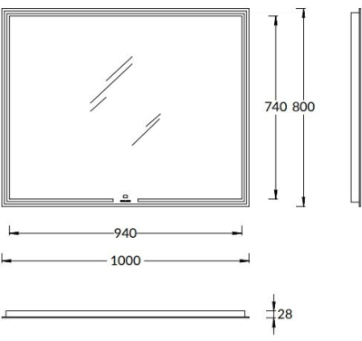 KERAMA MARAZZI  MIO.mi.100/WHT Зеркало MIO прямоугольное с диммером 100, белое Цена за 1 шт. 15 520.80 руб. - бесплатная доставка